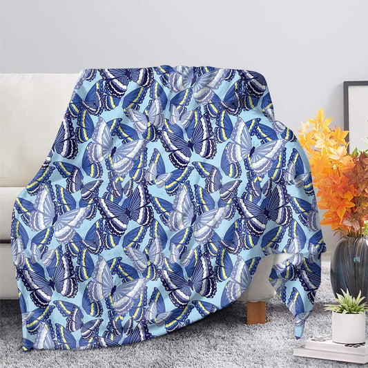 Hobson Merch Blue Spring Butterfly Pattern Print Blanket